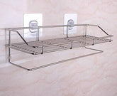 StorageMart Stainless Steel 1 Layer Kitchen Bathroom Shelves with Napkin Holder, 40.2 X 11.5 X 15 cm, Silver - StorageMart